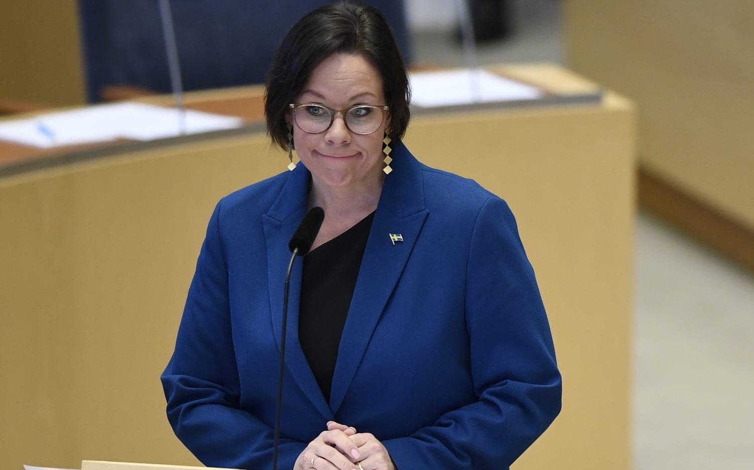 Utrikesminister Maria Malmer Stenergard (M) i riksdagen. Arkivbild.