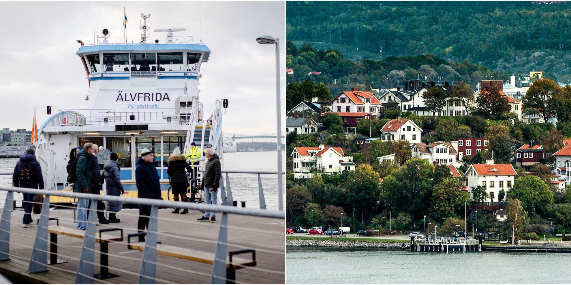 Bildkollage med två bilder på Slottsbergets färjeläge