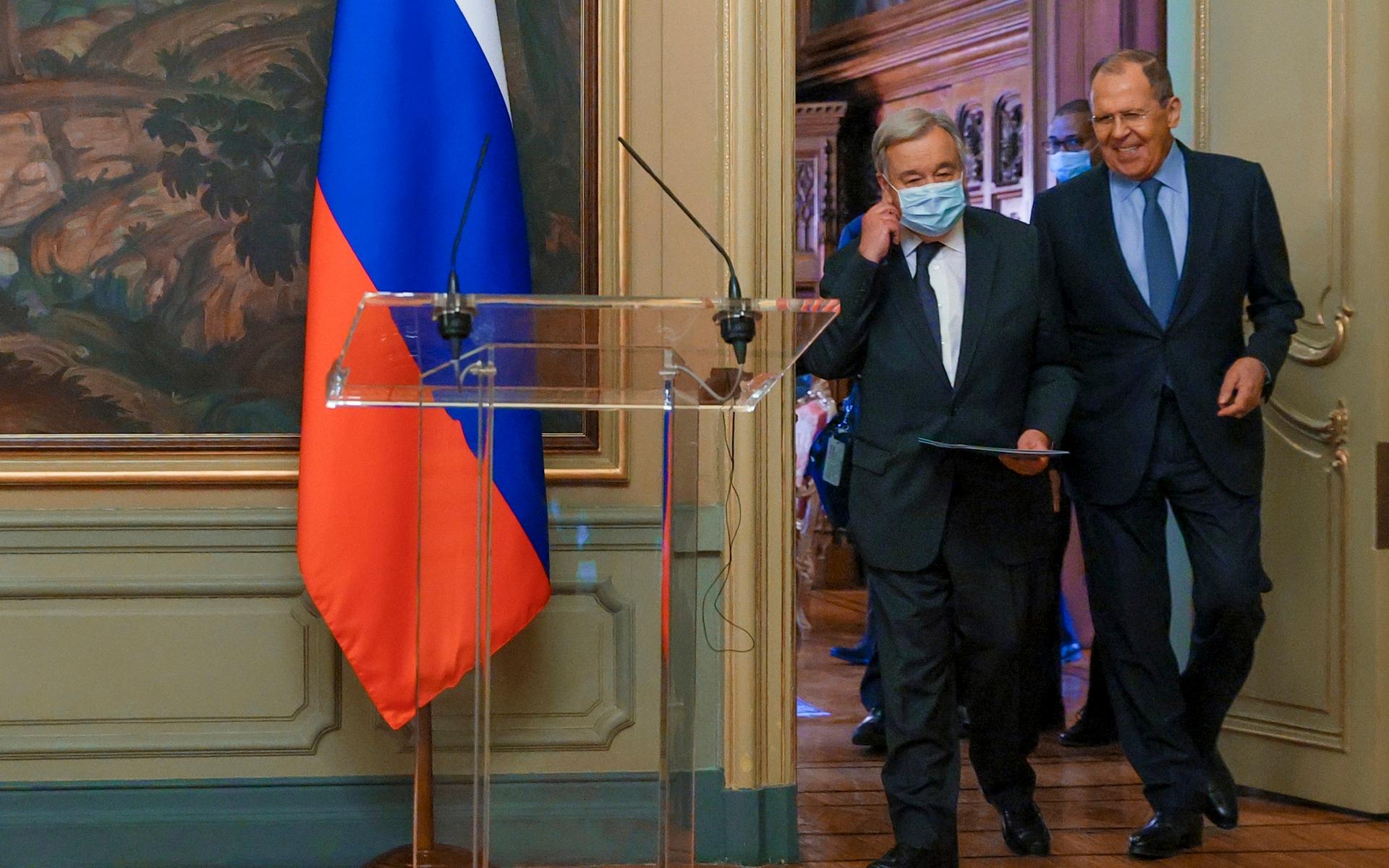 Rysslands utrikesminister Sergej Lavrov träffade FN:s generalsekreterare Antonio Guterres på tisdagen.