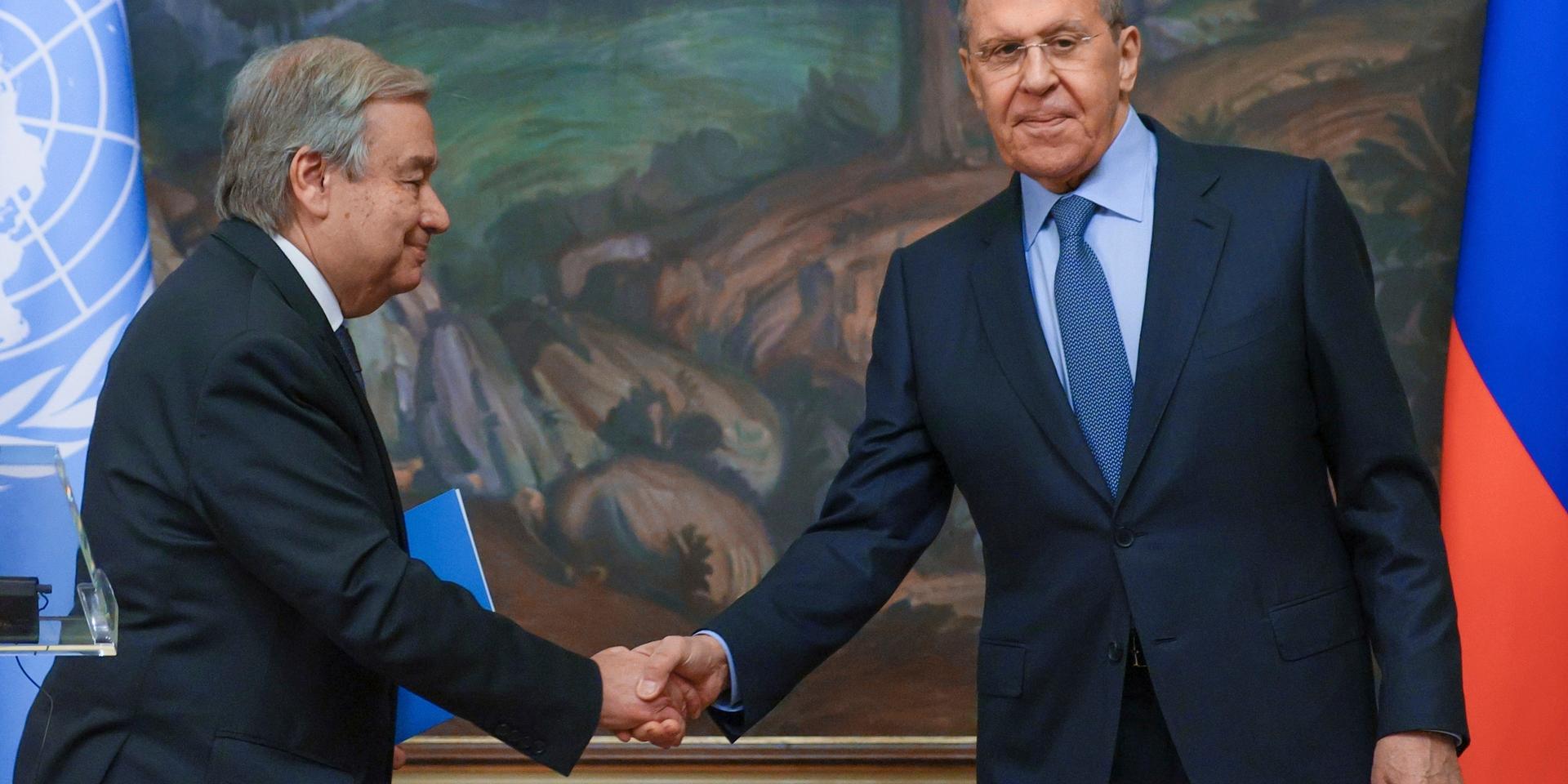 Rysslands utrikesminister Sergej Lavrov mötte FN:s generalsekreterare Antonio Guterres på tisdagen i Moskva.