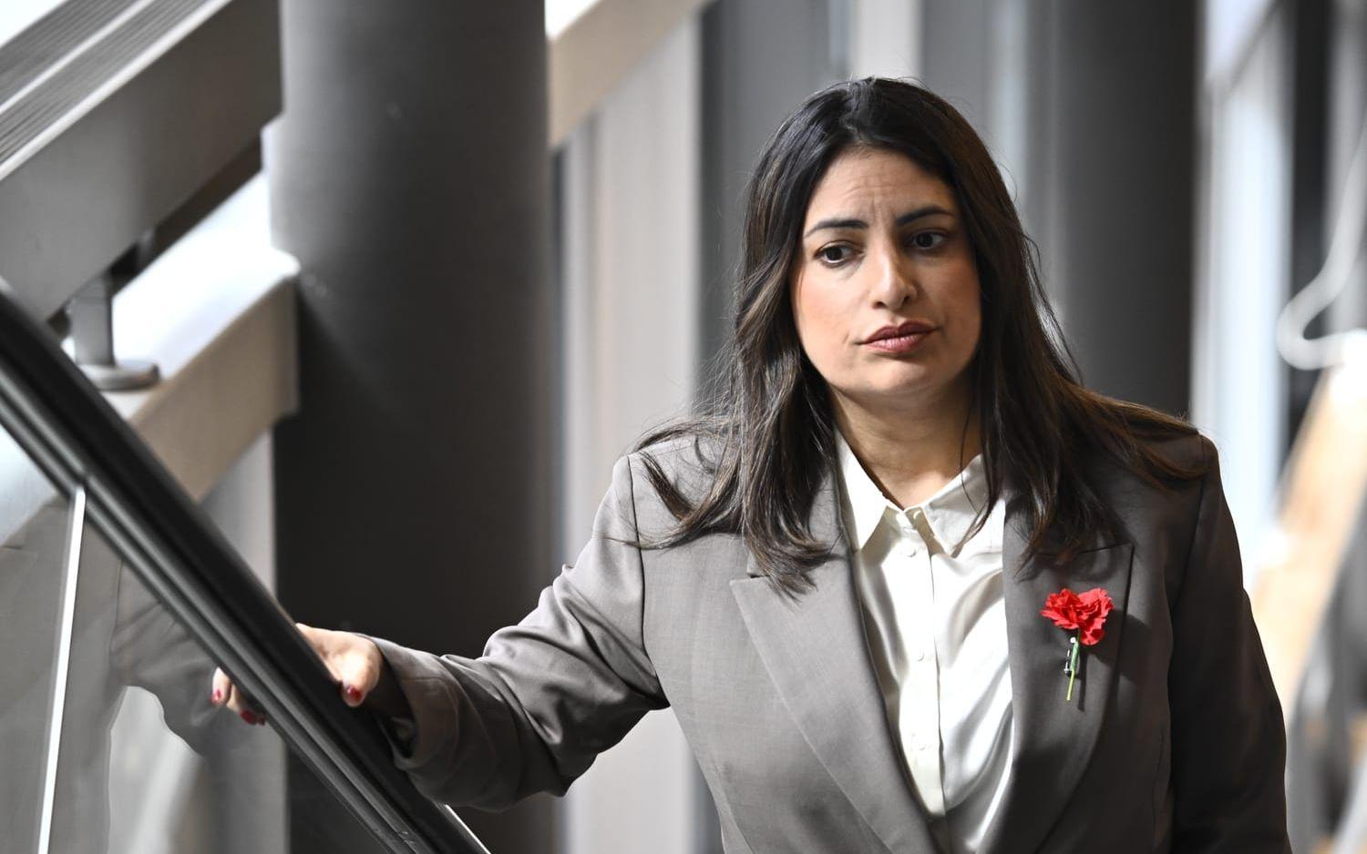 Partiledare Nooshi Dadgostar (V) under Vänsterpartiets kongress i Örebro.