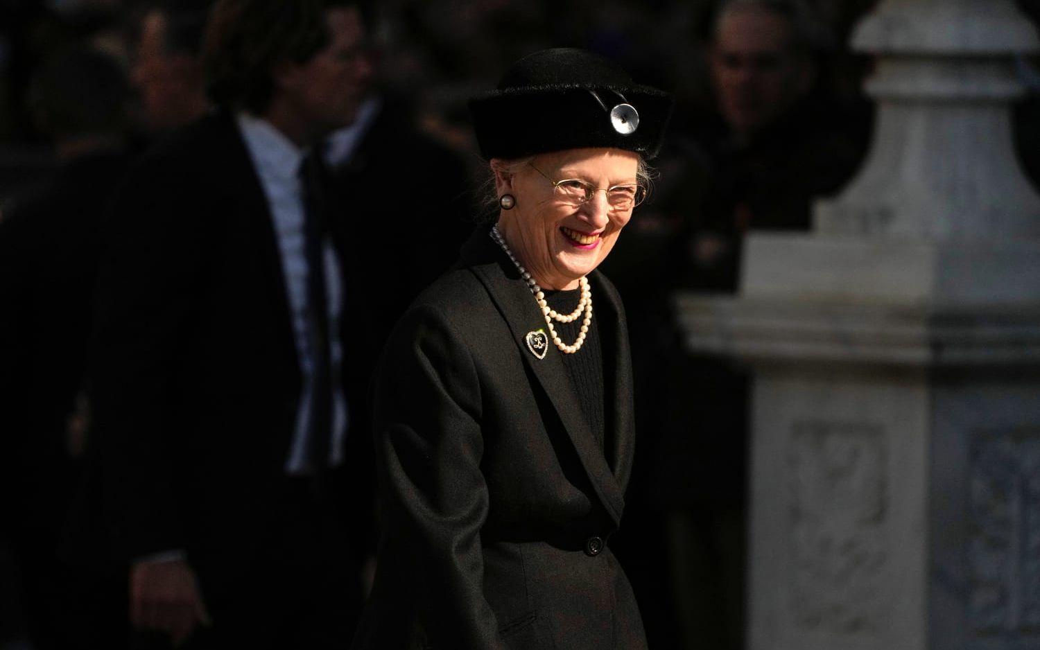 Drottning Margrethe II under begravningen av Greklands exkung Konstantin i januari.