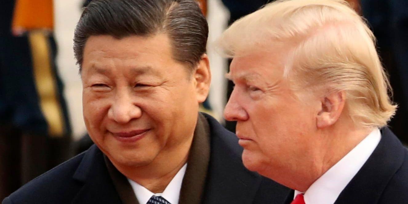 Kinas president Xi Jinping och USA:s Donald Trump vid G20-mötet i Buenos Aires den 30 november 2017.