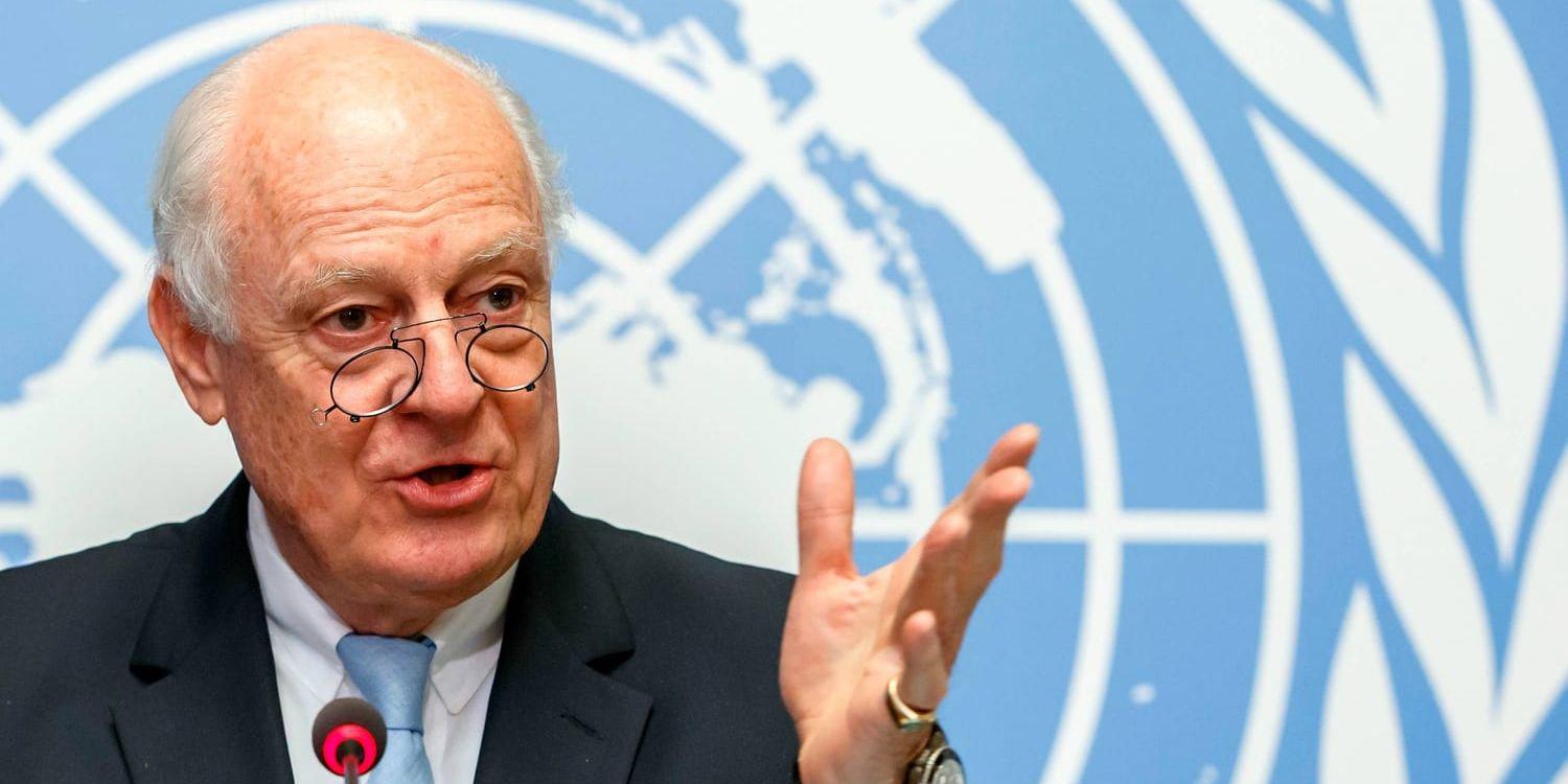 FN:s fredsmäklare Staffan de Mistura inför en ny samtalsrunda om Syrien.