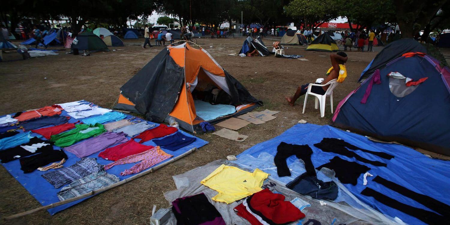 Ett läger för venezuelanska flyktingar i den brasilianska delstaten Roraima. Bilden är från i mars.