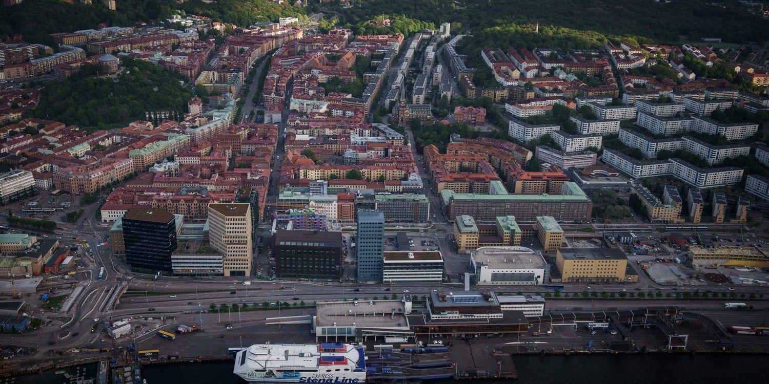 Flygbild över Stenas Danmarksterminal.