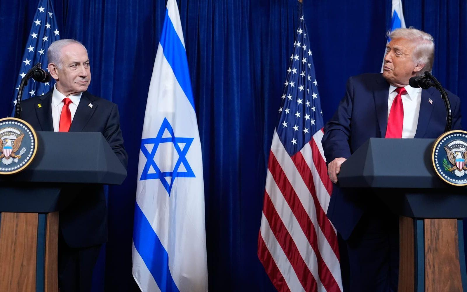 Benjamin Netanyahu och Donald Trump vid ett möte i Florida i december.