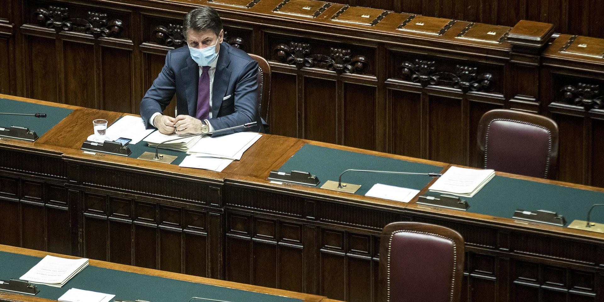 Italiens premiärminister Giuseppe Conte under ett sammanträde tidigare i veckan.
