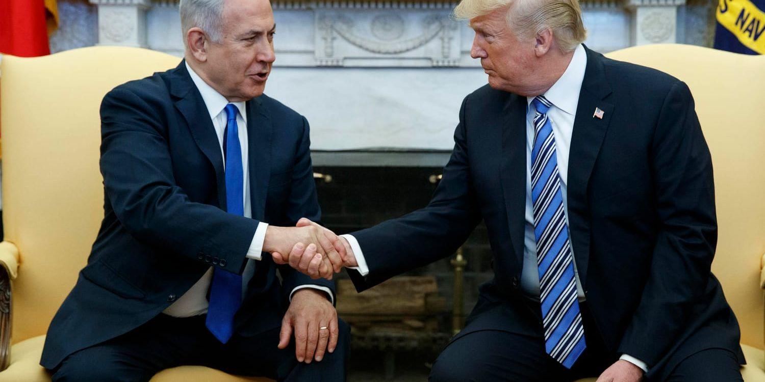 Israels premiärminister Benjamin Netanyahu och USA:s president Donald Trump – en dynamisk duo. Arkivbild.