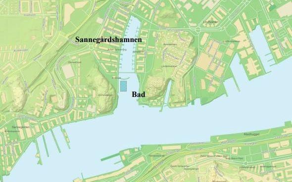 Platsen där friluftsbadet i Sannegården ska ligga, enligt Stadsledningskontorets rapport.