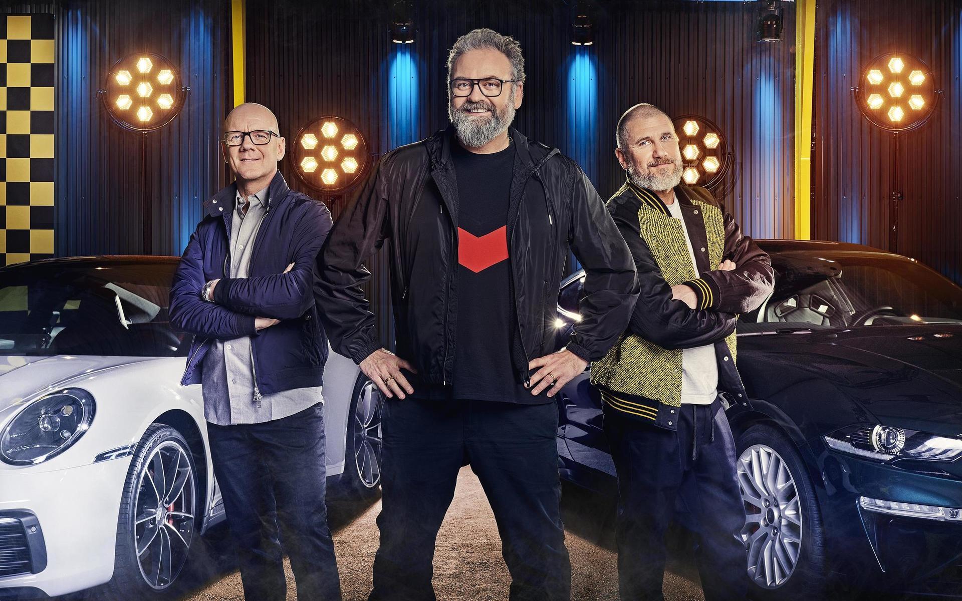Tony Rickardsson, Adam Alsing och Marko Lehtosalo – tillsammans programleder de nya ”Top Gear Sverige”. 
