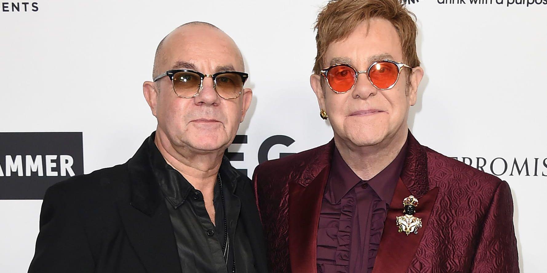 Bernie Taupin och Elton John firade 50 år som låtskrivarpartners 2017. Arkivbild.