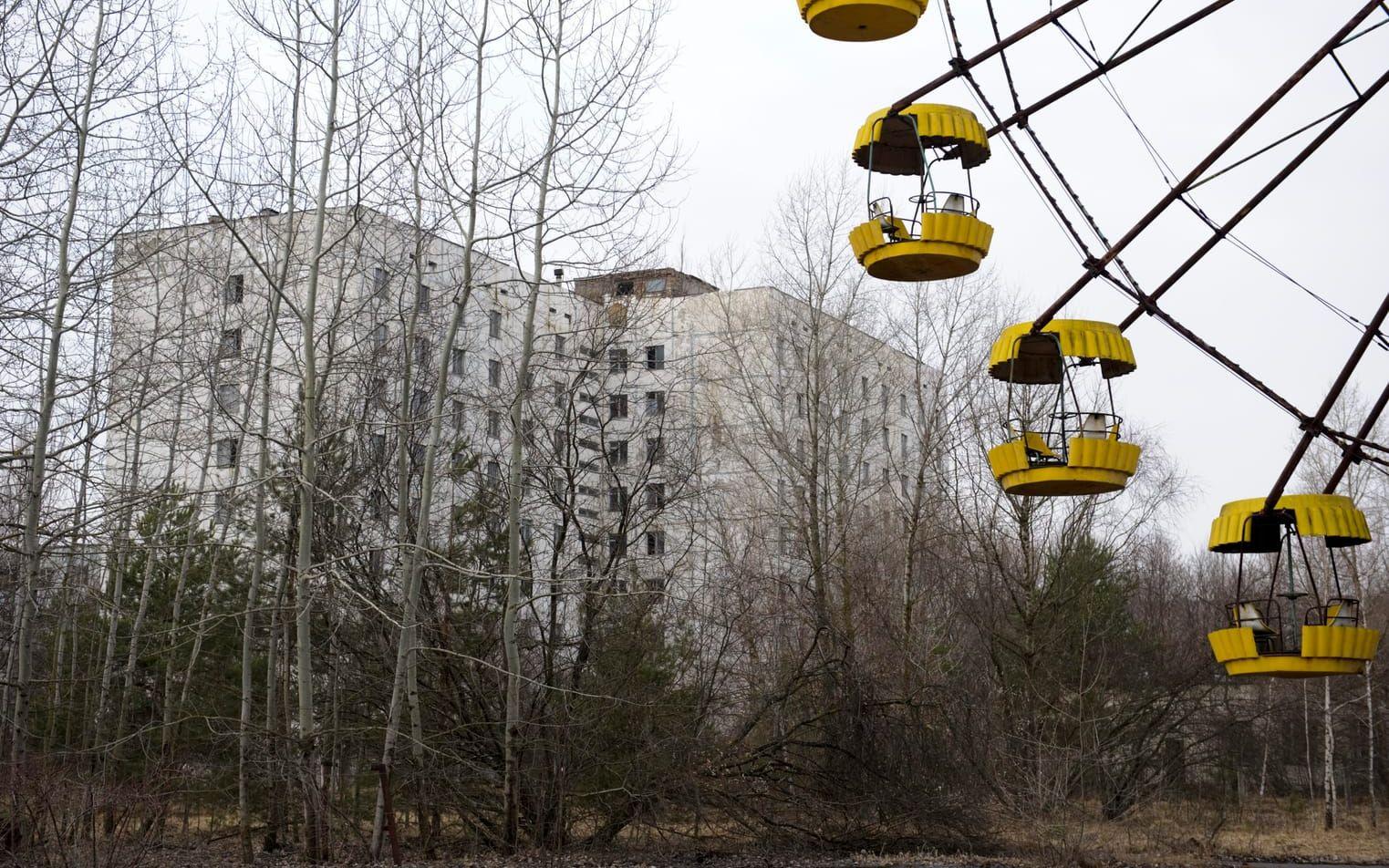 Spökstaden Pripjat som ligger cirka två kilometer från Reaktor 4 i Tjernobyl. FOTO: TT