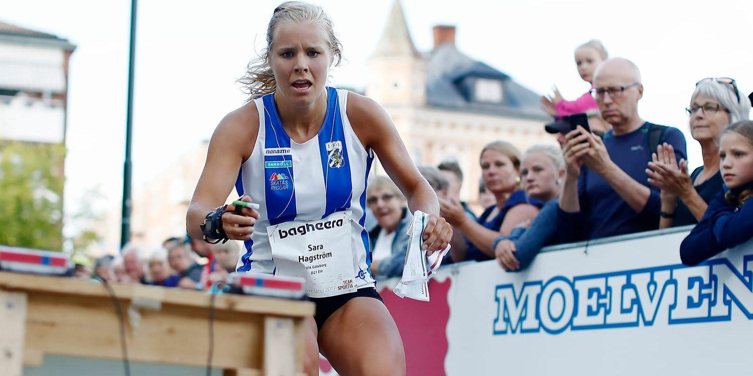 Sara Hagström, här på bild i samband med O-ringen 2017, nådde två andraplatser i Swedish league.