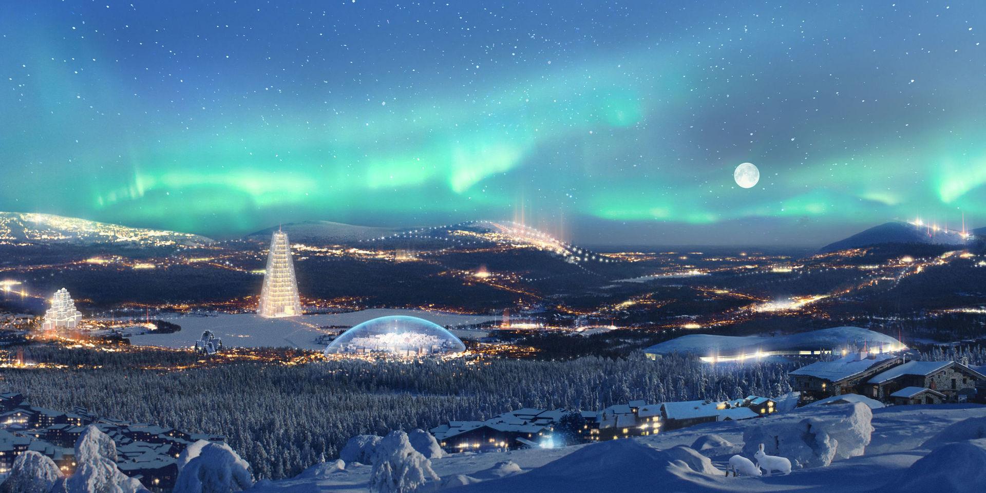 Tomterepubliken utanför Rovaniemi ska locka besökare med sitt julgranshotell och jättelika snöglob.