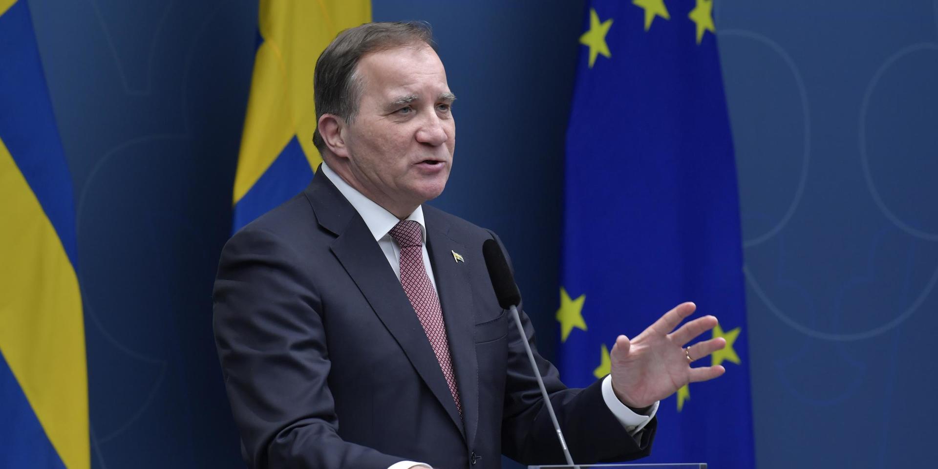 Statsminister Stefan Löfven pressträffen om nya restriktioner under coronapandemin.