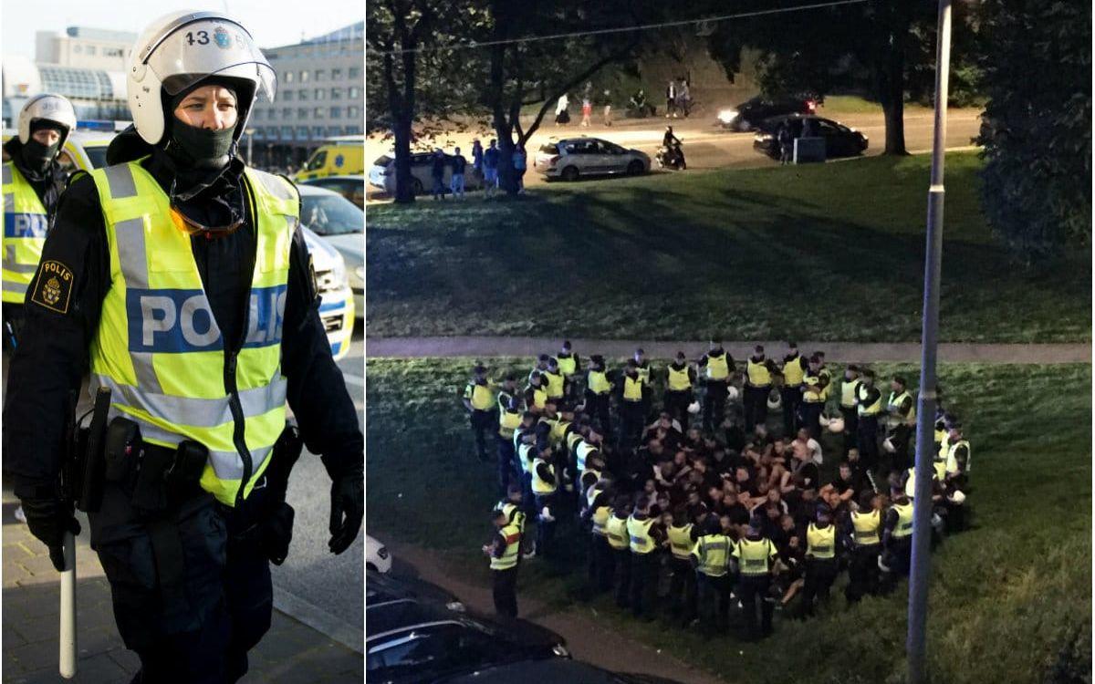 Under torsdagskvällen drabbade huliganer samman i centrala Göteborg efter matchen mellan IFK Göteborg och AIK. Foto: Bildbyrån/Läsarbild
