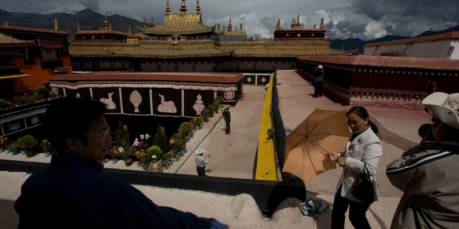 Jokhang-templet i Tibet. Arkivbild.