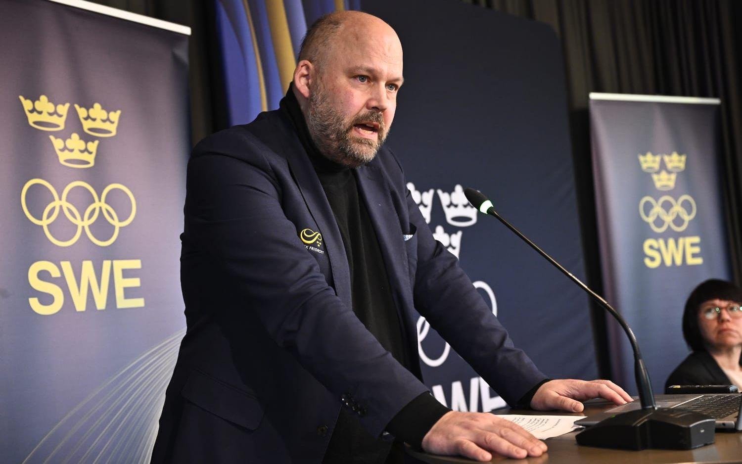 Friidrottsförbundets ordförande Johan Storåkers talar på SOK:s årsmöte.