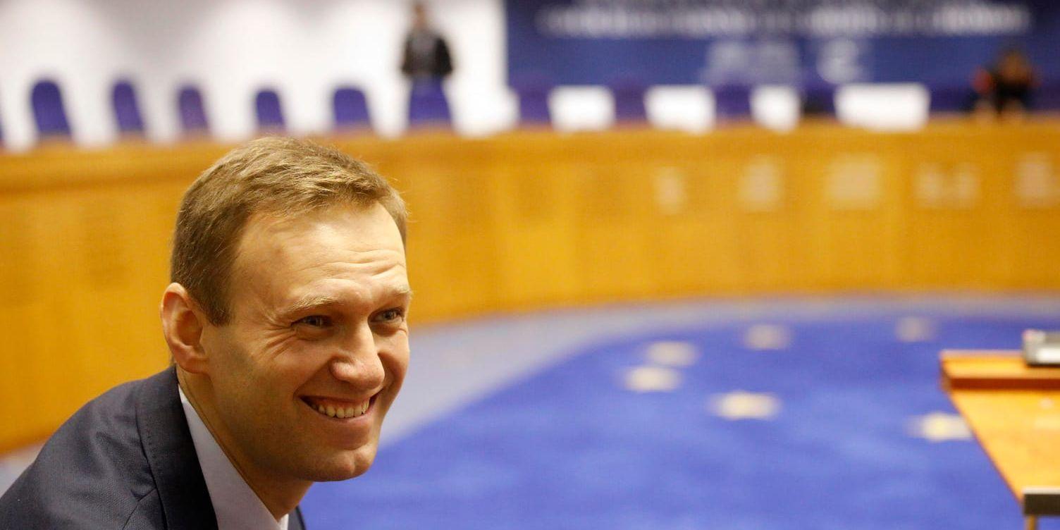Den ryske oppositionspolitikern Alexej Navalnyj i Europadomstolen i Strasbourg.