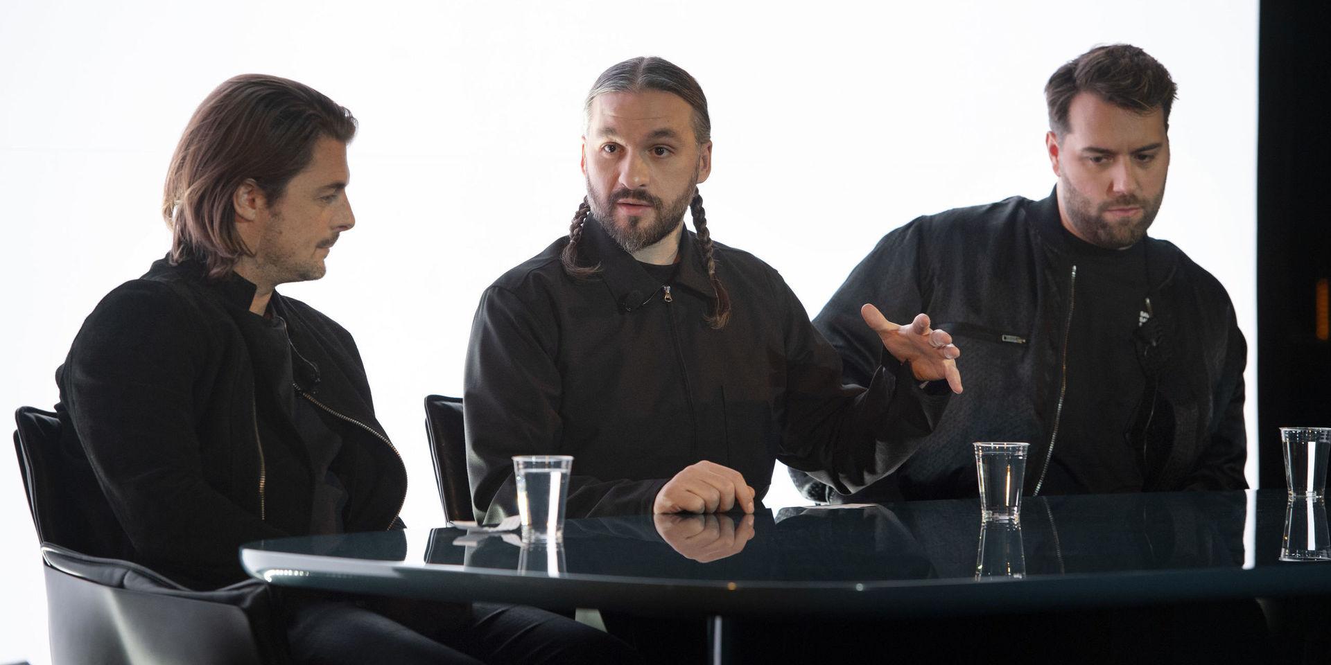 Axwell, Steve Angello och Sebastian Ingrosso i Swedish House Mafia håller presskonferens på Berns för att berätta om sin återförening och nya turnéplaner.