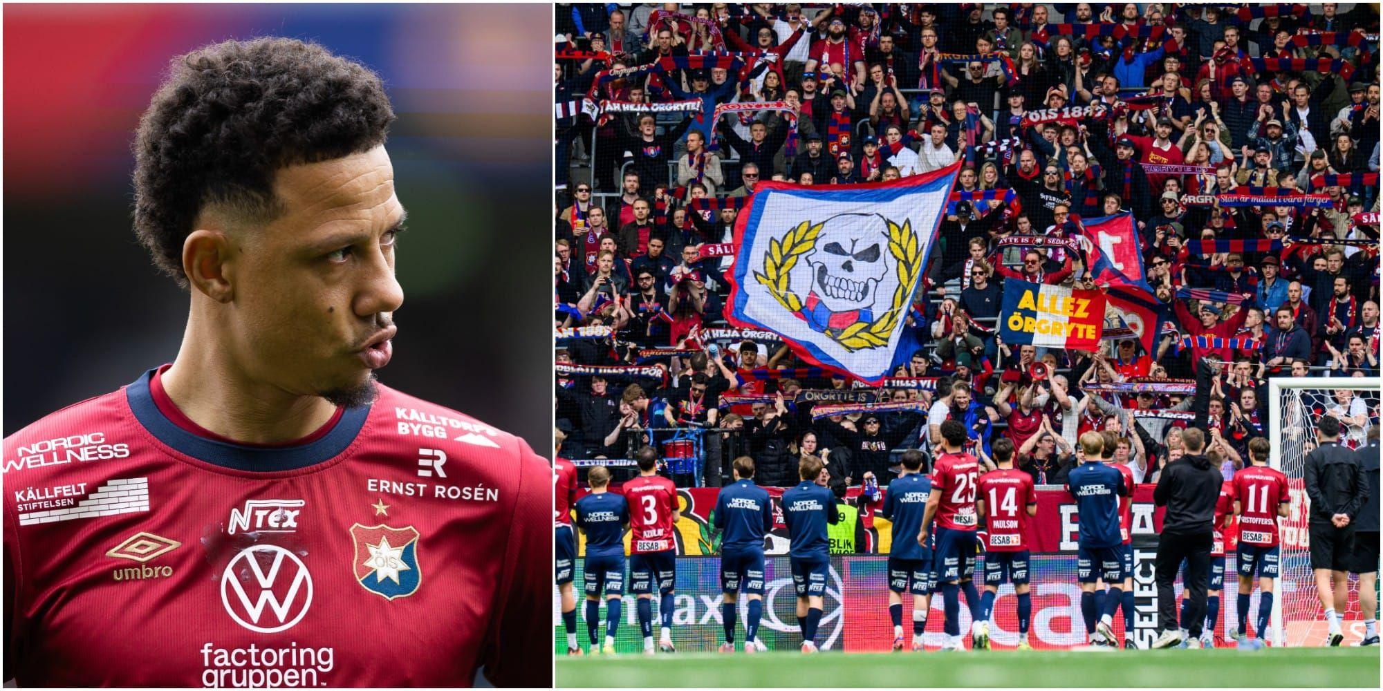 Fotbollsspelare och publik.