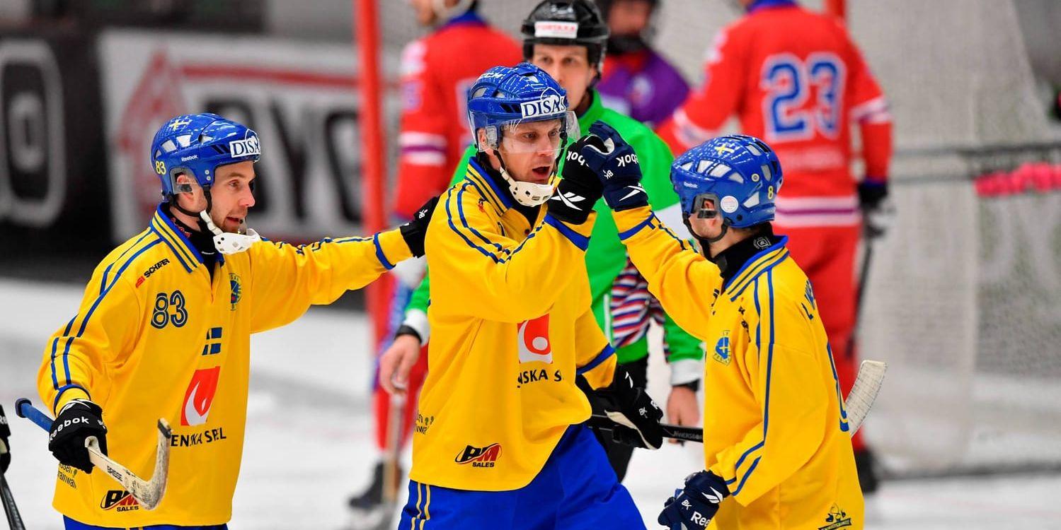 Sverige jublar efter Patrik Nilssons mål.