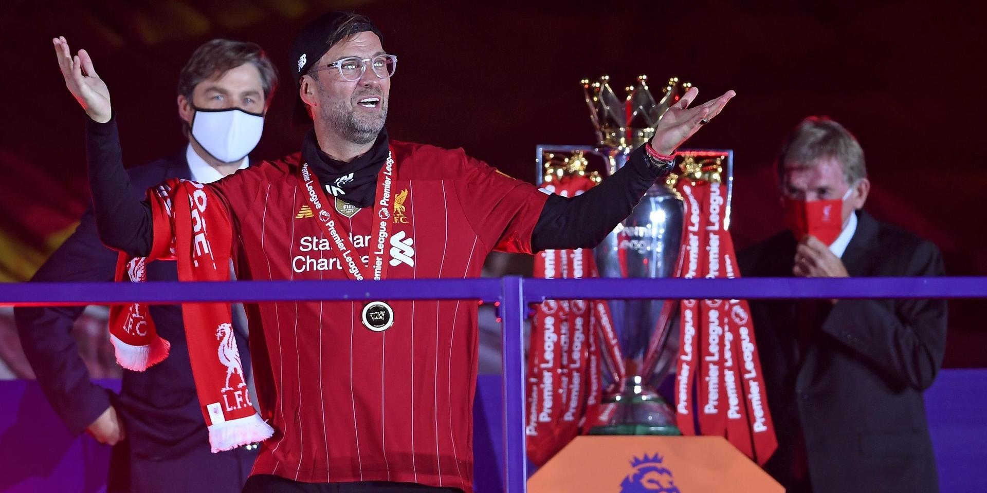 Jürgen Klopp firar Liverpools första ligatitel på 30 år.