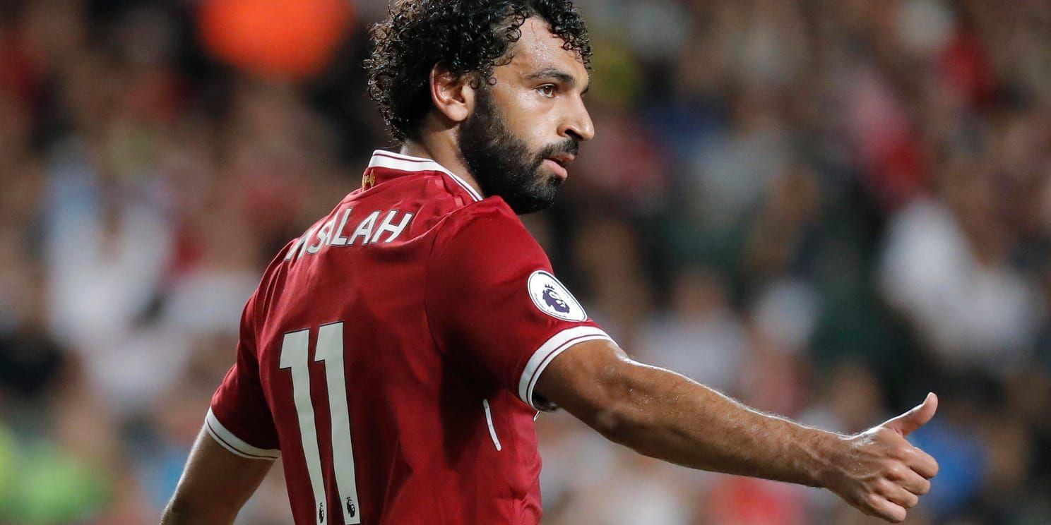 Mohamed Salah gjorde båda målen, det andra på straff i den femte tilläggsminuten, när Egypten kvalade in till VM tack vare 2–1 mot Kongo-Brazzaville. Arkivbild.
