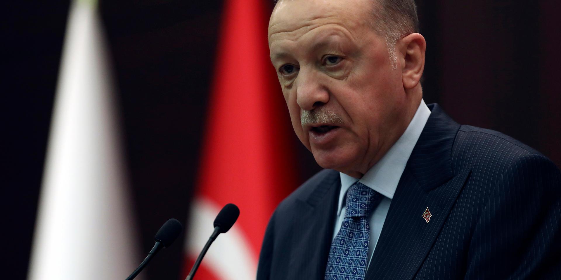 Turkiets president Recep Tayyip Erdogan säger i turkisk tv att han inte vill se att Sverige och Finland går med i Nato.