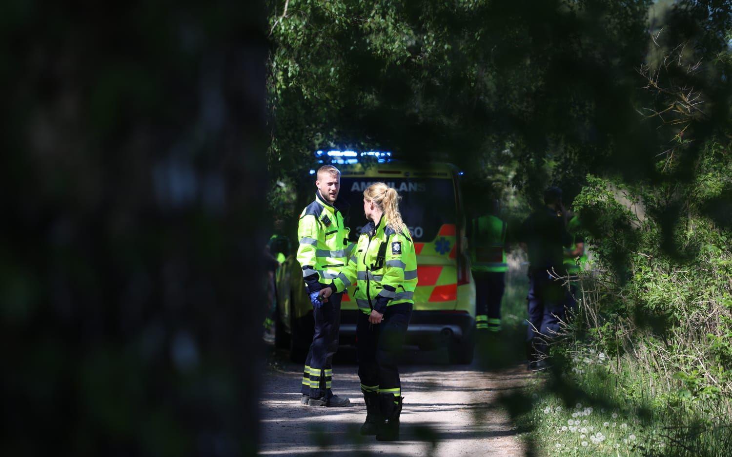 En kropp hittades under lördagen i vattnet i Halmstad. 