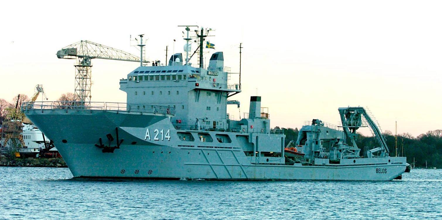 HMS Belos är ett av de fartyg vars aktiviteter har kunnat följas av vem som helst via en webbkamera i Karlskrona. Arkivbild.