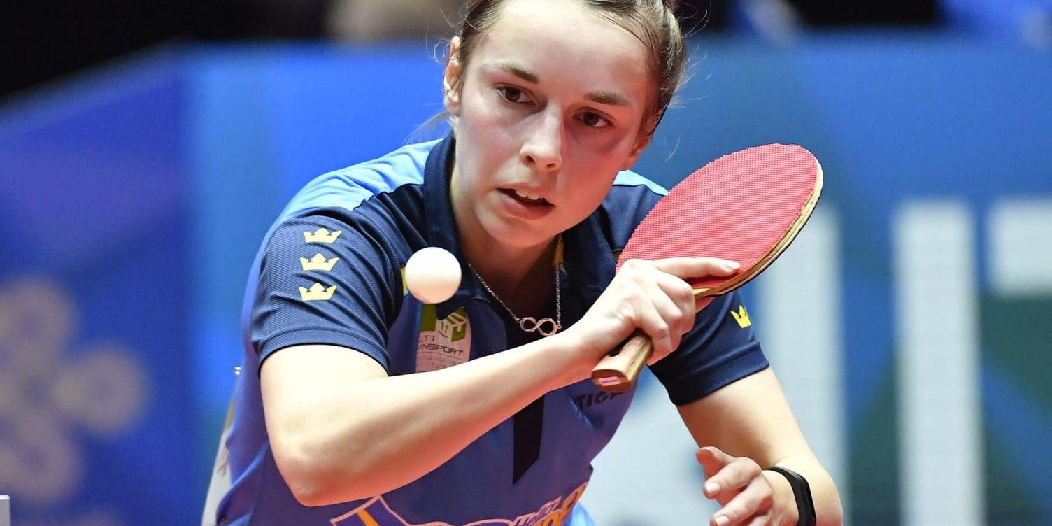 Linda Bergström är den enda blågula spelaren som är kvar i bordtennisturneringen i Europeiska spelen i Minsk. Arkivbild.