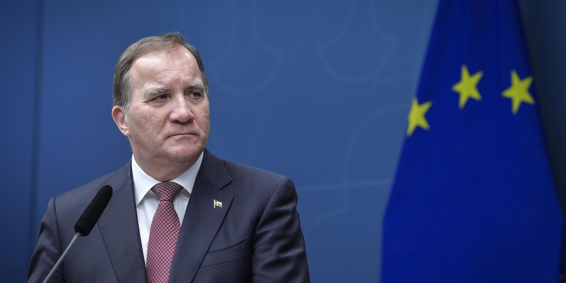 STOCKHOLM 20201218 Statsminister Stefan Löfven vid en pressträff om nya restriktioner under coronapandemin. 