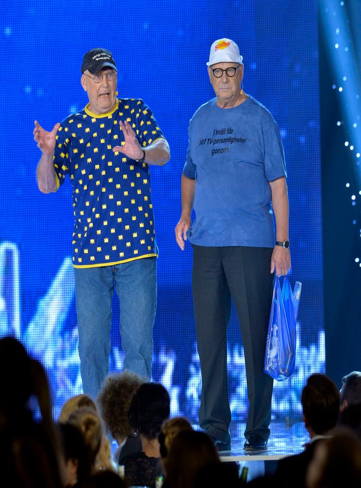 Favorit i repris. Weiron Holmberg och Sven Melander vid TV-branschens gala Kristallen på Stockholmsmässan i augusti 2014.