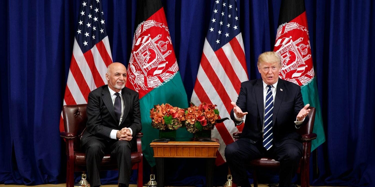 Två presidenter. USA:s president Donald Trump möter Afghanistans president Ashraf Ghani under FN:s generalförsamling i september 2017.