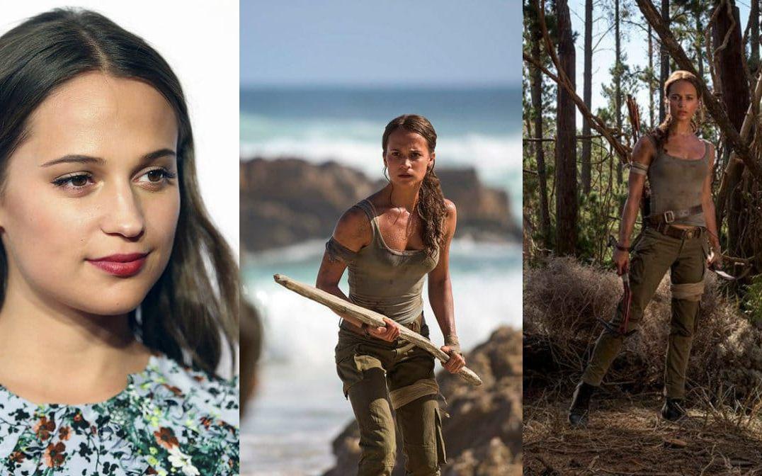 Hollywood, Sverige och världen väntar med spänning på den 28-åriga svenska Hollywoodstjärnan Alicia Vikander som den berömda karaktären Lara Croft. Foto: TT/Graham Bortholomew.
