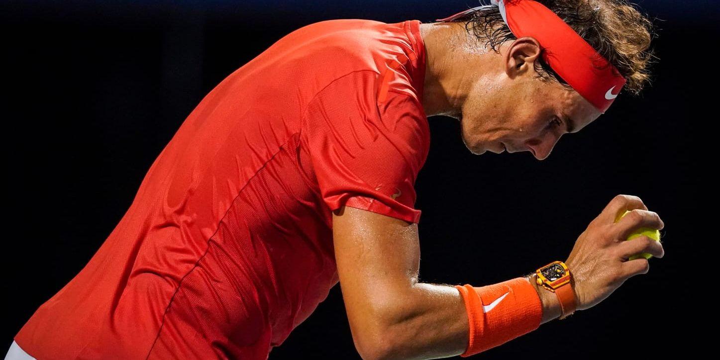 Herrtennisens världsetta Rafael Nadal, Spanien, servar under Rogers Cup i Toronto tidigare i augusti.