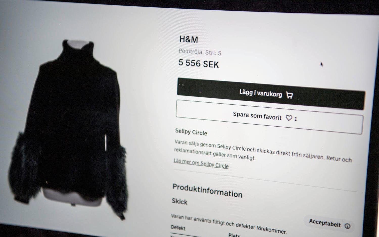 En tröja från H&M som beskrivs som nopprig säljs på Sellpy för över 5 000 kronor.