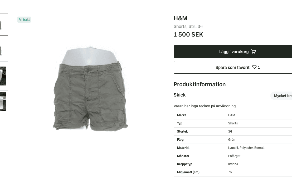 Ett par shorts från H&M för 1 500 kronor.