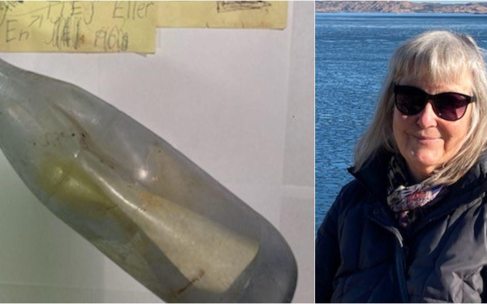 Det var Kerstin Grunden som under en promenad längs klipporna hittade flaskan.