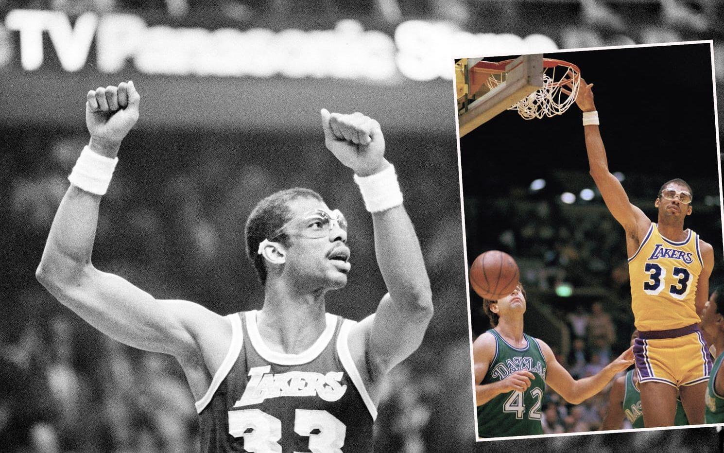 Kareem Abdul-Jabbar gjorde 38 387 poäng under karriären – flest av alla i NBA-historien. Och för att någon ska slå det krävs ett snitt på 25 poäng per match, i 19 säsonger. Foto: TT