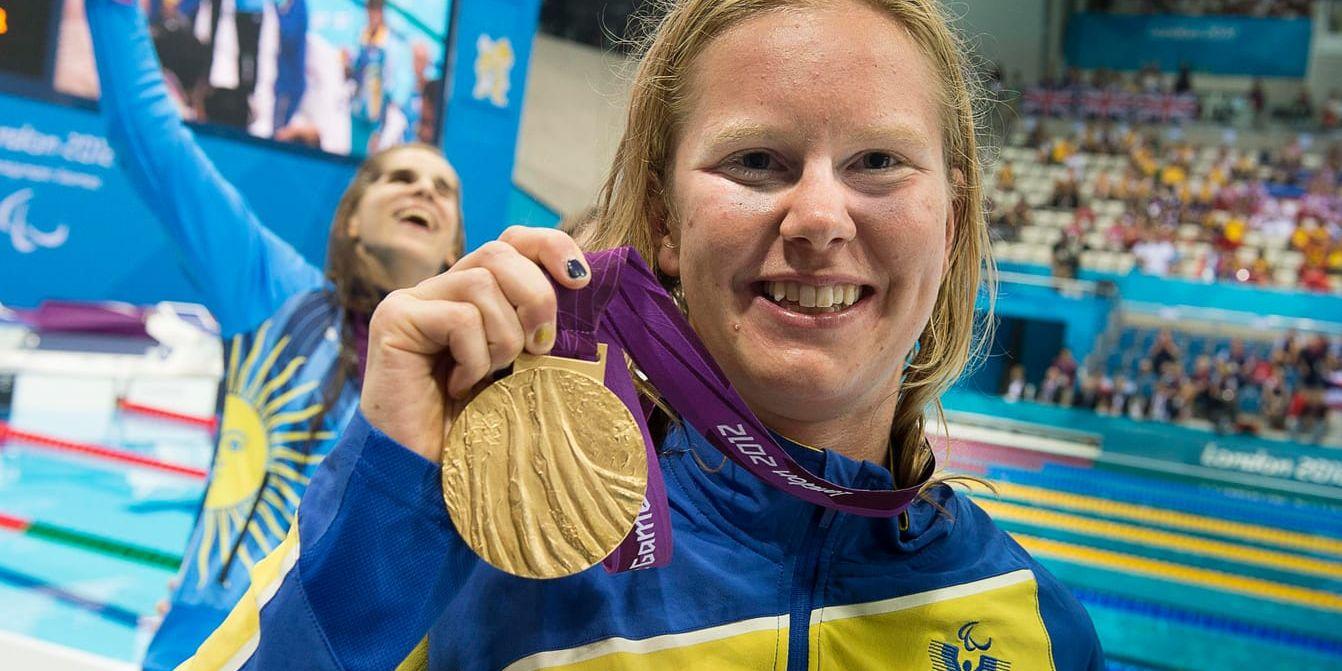 Maja Reichard efter sitt guld i Paralympics i London 2012. Arkivbild.