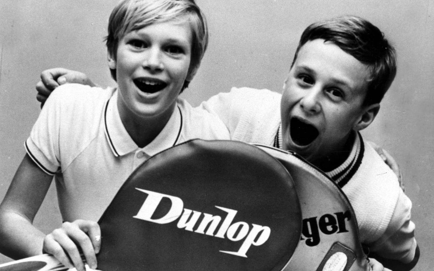 1968 12-åriga tennisjunioren Björn Borg tillsammans med Jan Jerebäck, finalister i Skolturneringen.
