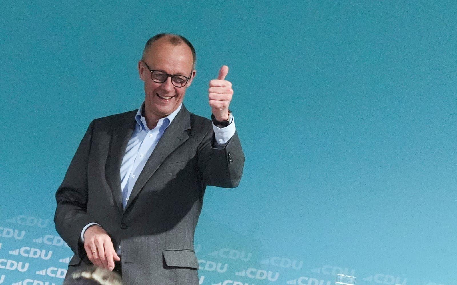 CDU-ledaren Friedrich Merz, som antas bli nästa tyska förbundskansler, driver på för att få låna till jättesatsningar på försvar, infrastruktur och klimatinvesteringar. Arkivbild.