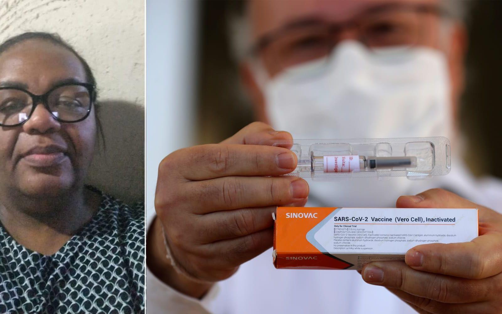 Monica Calazans var bland de första att skriva upp sig för att delta i fas 3-försöken med coronavaccinet. 5600 brasilianare deltar i det kinesiska läkemedelsföretagets tester. ”Jag är inte rädd för biverkningar”, säger den 54-åriga intensivvårdssköterskan.