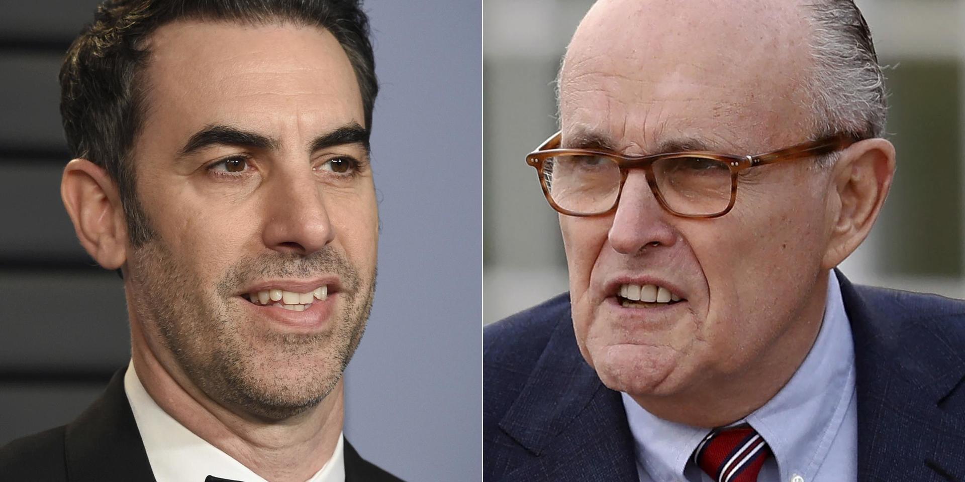Sacha Baron Cohen lurar advokaten och före detta politikern Rudy Giuliani i den nya 'Borat'-filmen. Arkivbild.