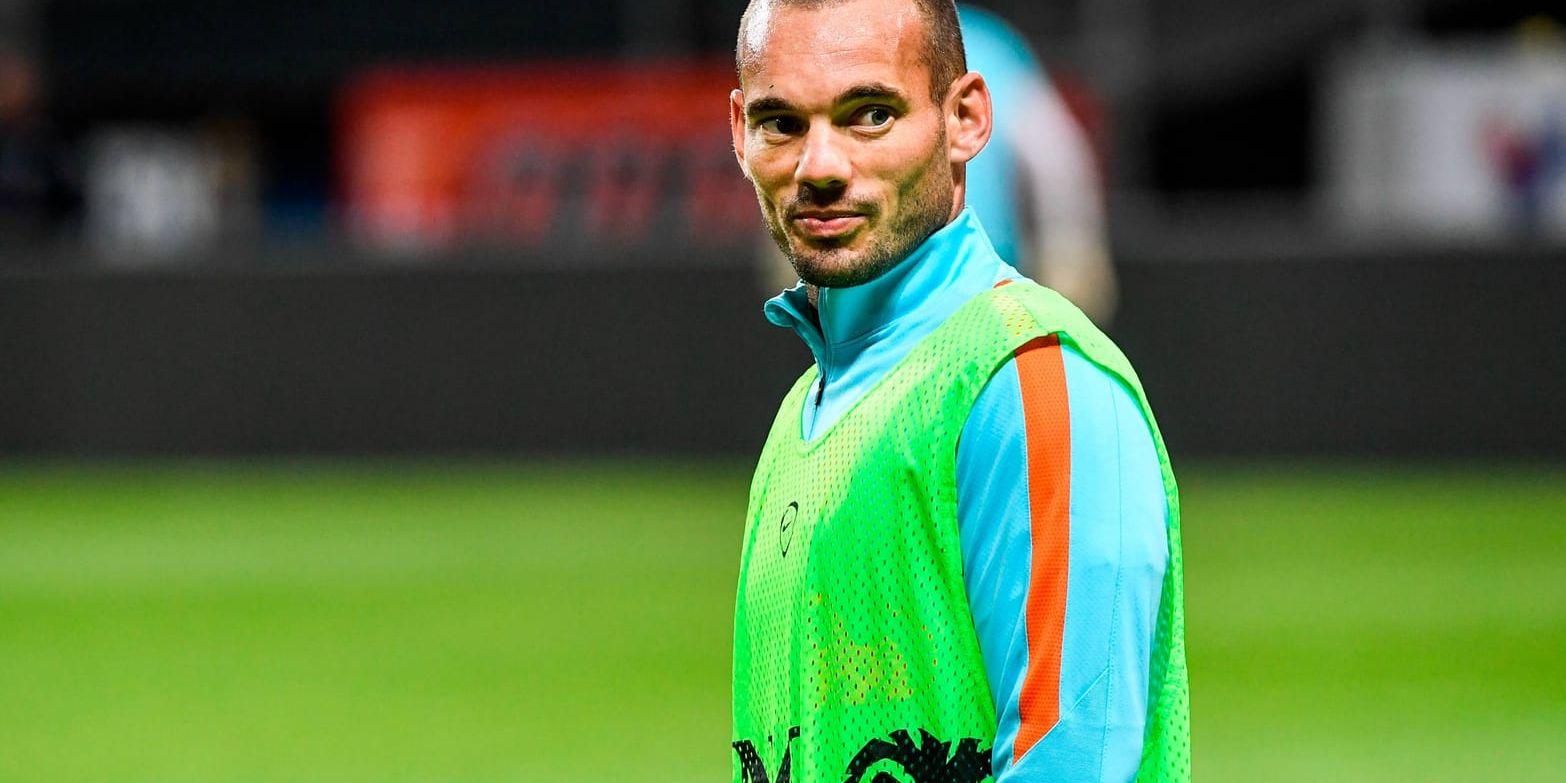 Wesley Sneijder spelar sin 131:a landskamp på fredag, vilket är rekord för en nederländsk landslagspelare i fotboll. Arkivbild