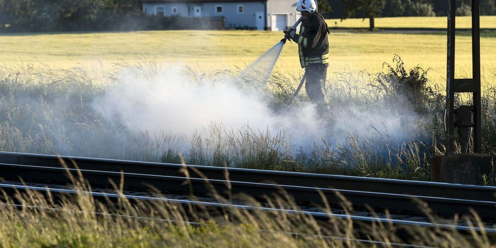 Det råder just nu risk för gräsbränder i stora delar av södra Sverige. Arkivbild.