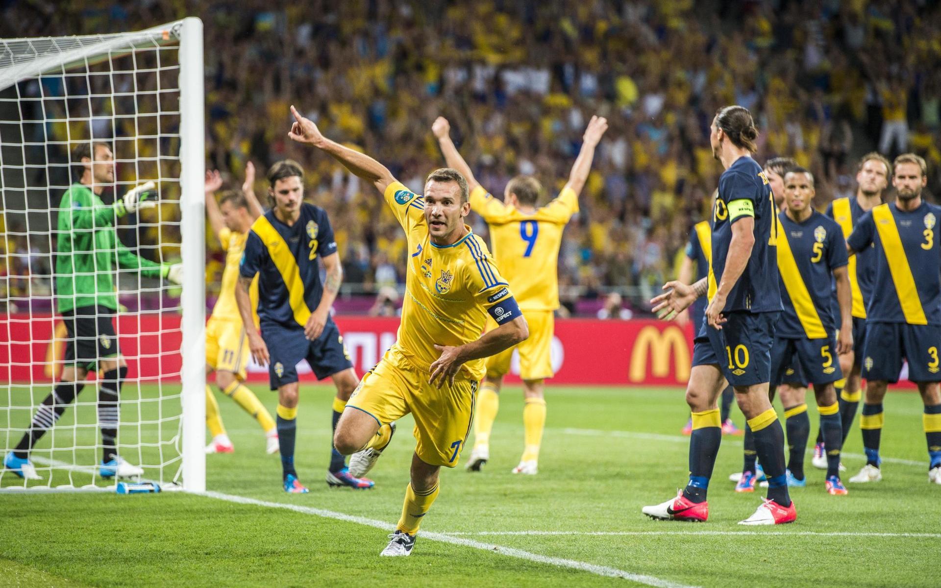 Andrij Sjevtjenko vände matchen mot Sverige med två mål 2012. Sverige slutade sedan sist i sin grupp.